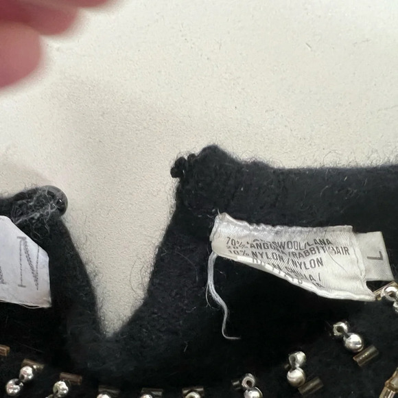 Vintage Retro Shannan black beaded embellished wool angora sweater Size Large - Picture 8 of 11